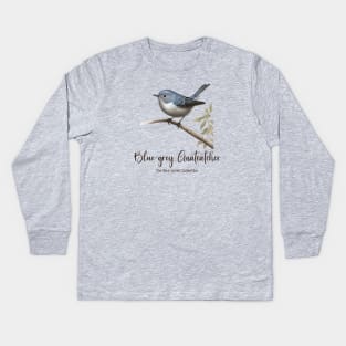 Blue-grey Gnatcatcher - The Bird Lover Collection Kids Long Sleeve T-Shirt
